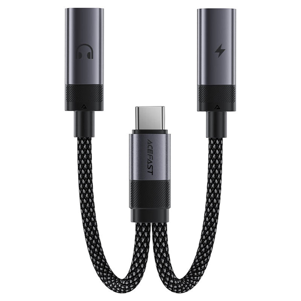 Audio adapter USB-C - 2 x USB-C Acefast J14, Crni