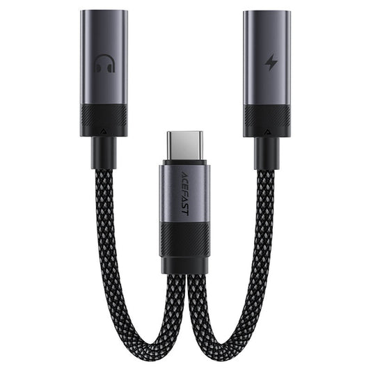 Audio adapter USB-C - 2 x USB-C Acefast J14, Crni