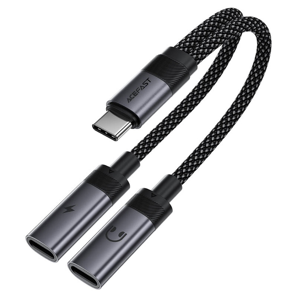 Audio adapter USB-C - 2 x USB-C Acefast J14, Crni