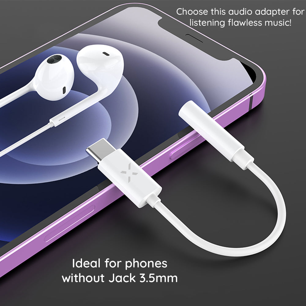 Audio adapter USB-C - 3.5mm Fixed, Bijeli