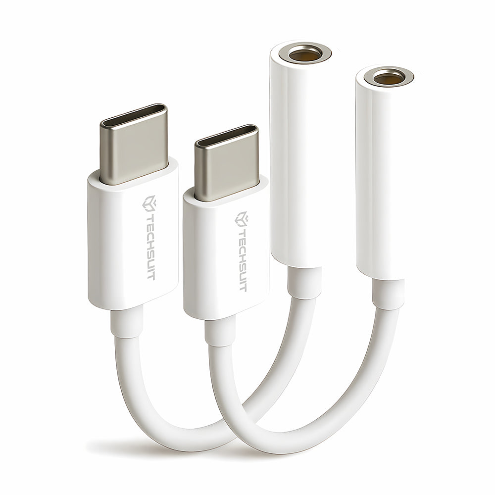 Audio adapter USB-C - 3.5mm Techsuit AC18 MusicBox, Bijeli, Set 2 komada