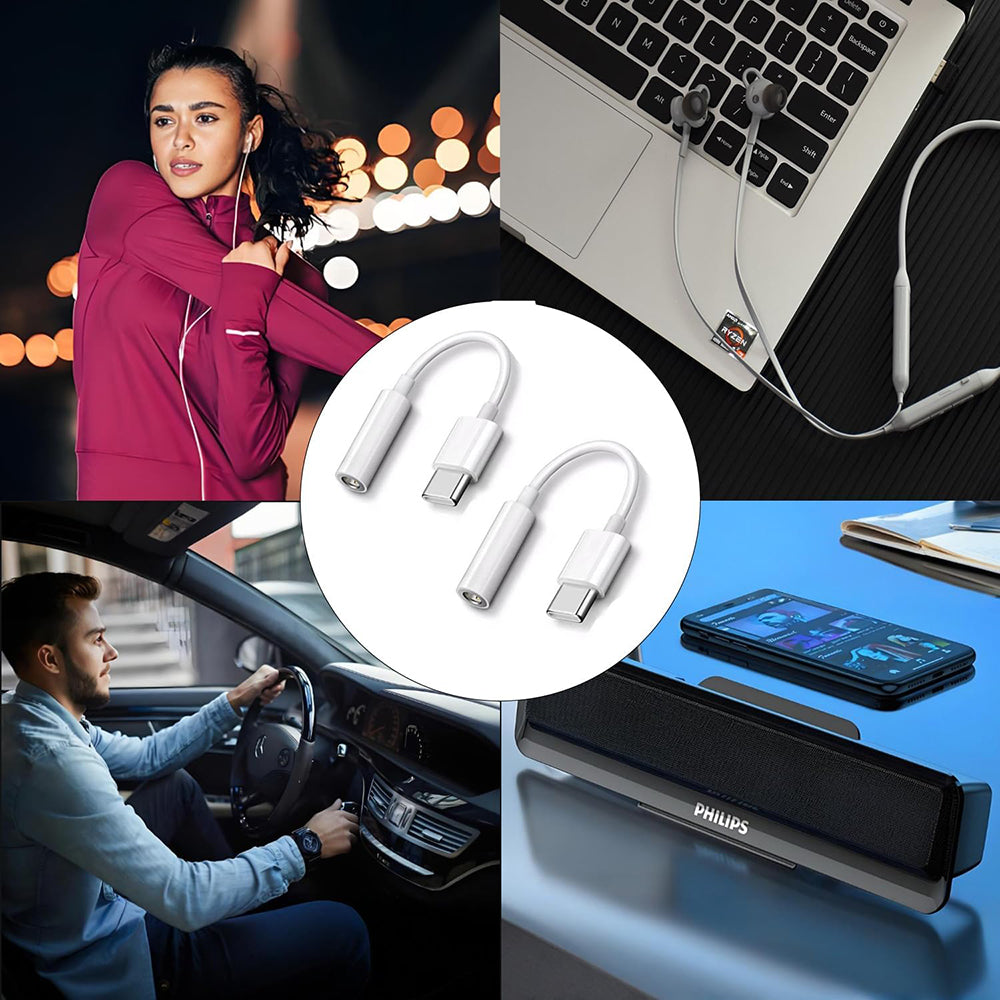 Audio adapter USB-C - 3.5mm Techsuit AC18 MusicBox, Bijeli, Set 2 komada