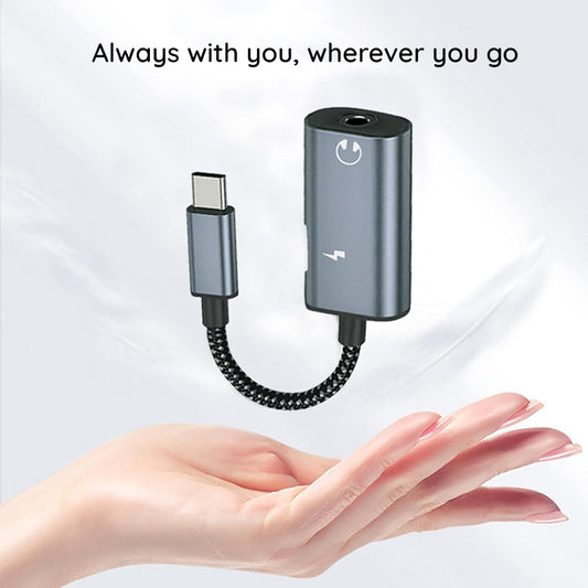 Audio adapter USB-C - USB-C / 3.5mm Techsuit AC22 AcustiCore, Sivi