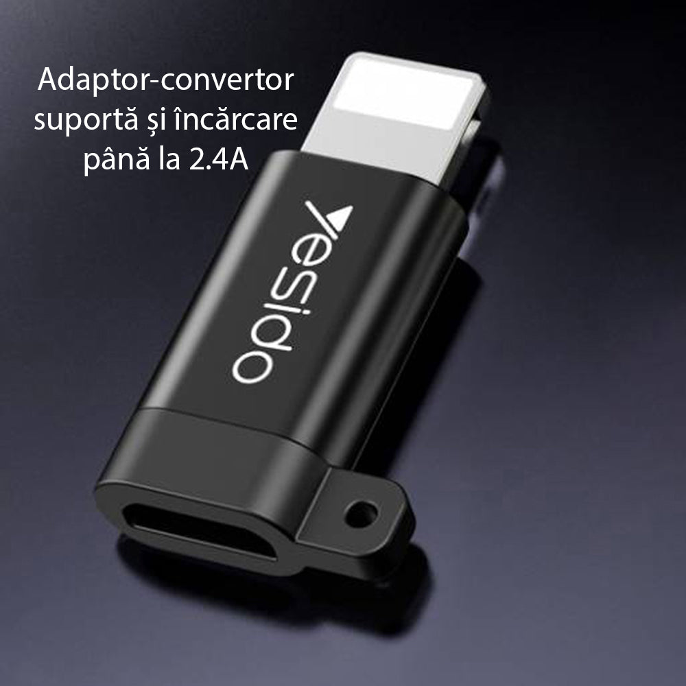 Adapter za podatke i punjenje microUSB - Lightning Yesido GS05, Crni