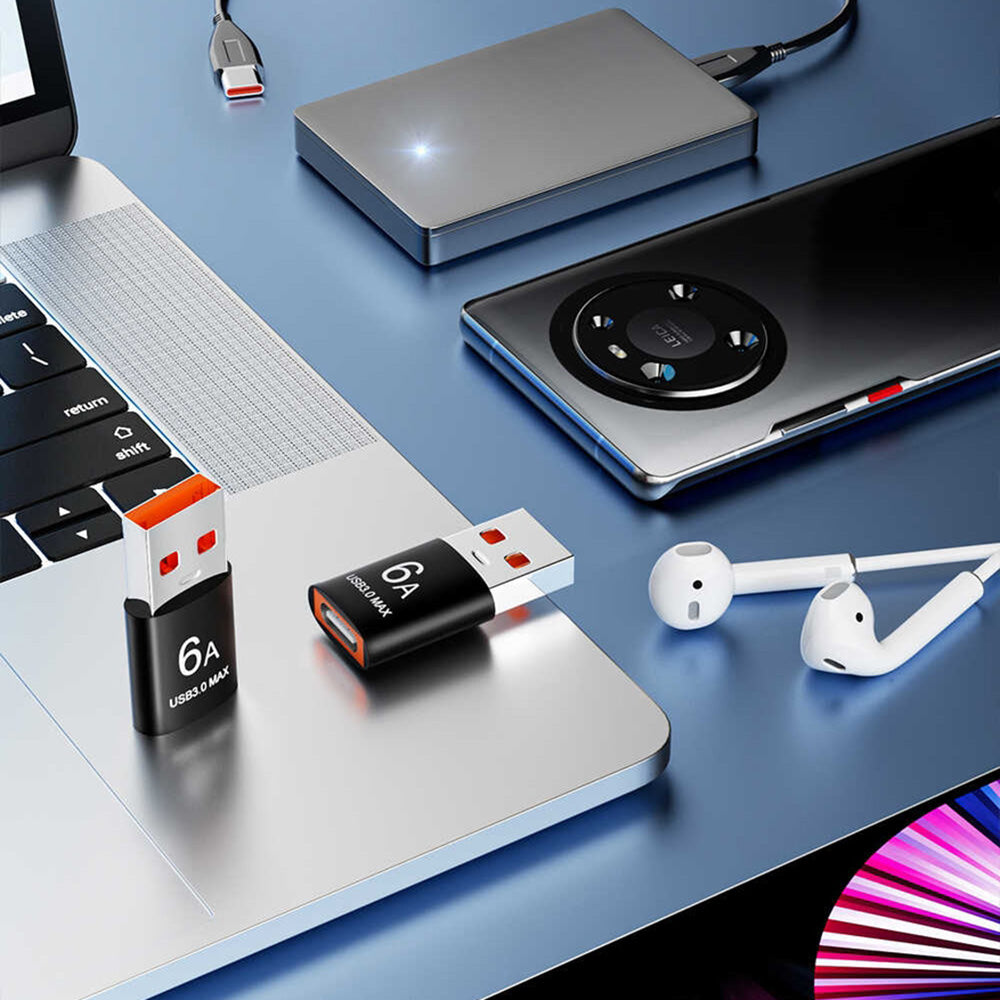 Adapter za podatke i punjenje USB-C - USB-A Techsuit A5 HyperPort, Crno Narančasta