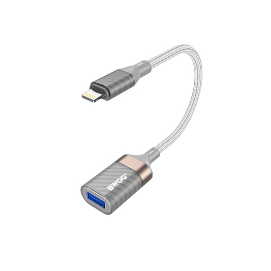 OTG adapter Lightning - USB-A BWOO BZ70, Sivi