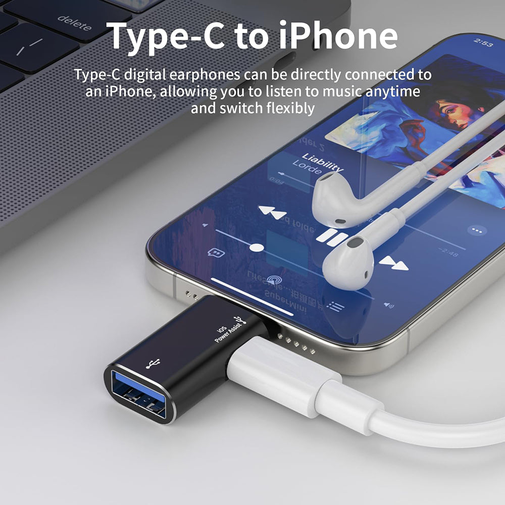 OTG adapter Lightning - USB-A Techsuit A18 AluVoltX, Crni