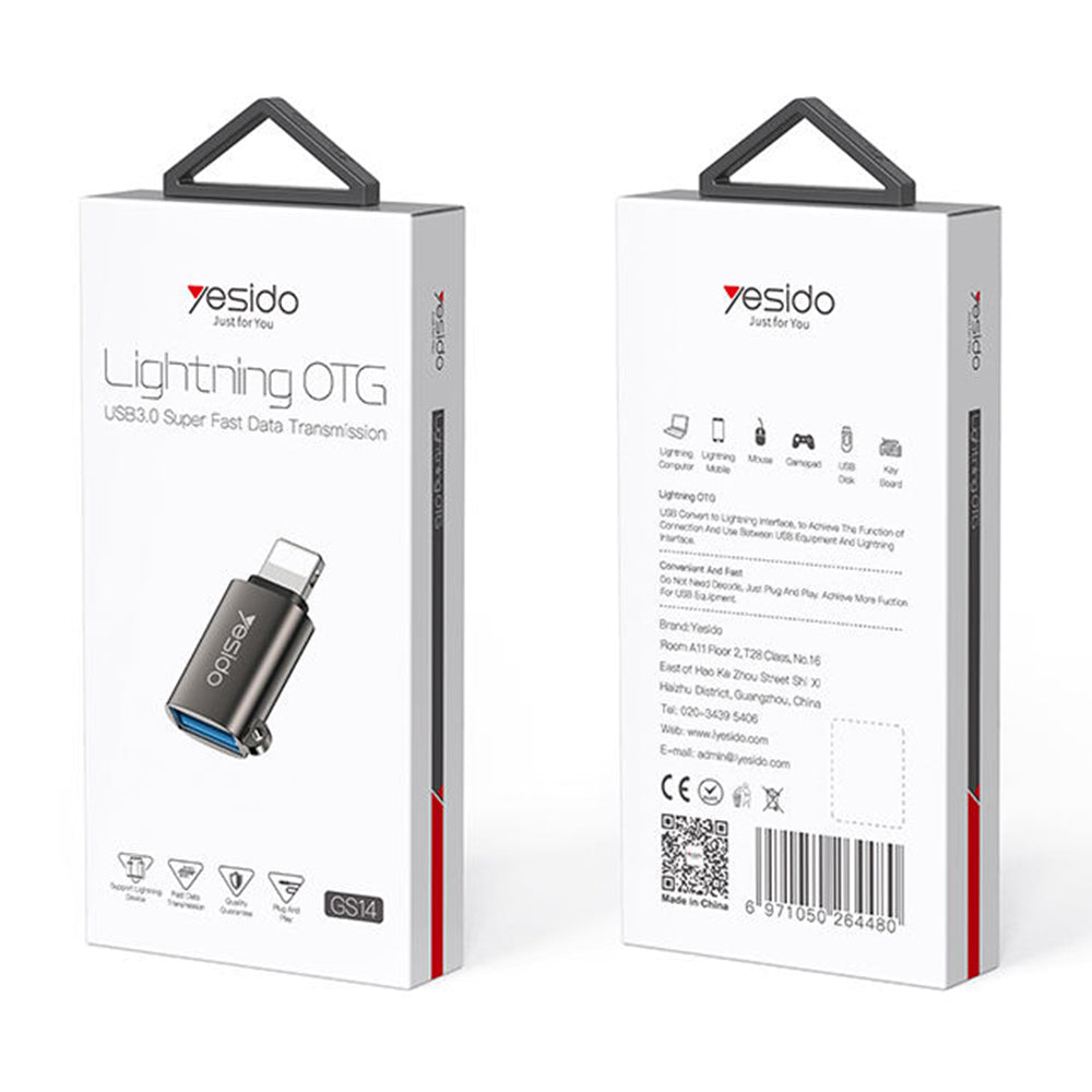 OTG adapter Lightning - USB-A Yesido GS14, Crni