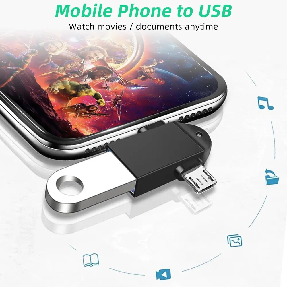 OTG adapter microUSB / USB-C - USB-A Techsuit A16 TwoVoltX, Crni