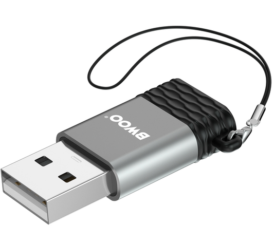 USB-C - USB-A adapter za prijenos podataka i punjenje BWOO BZ-38, siva