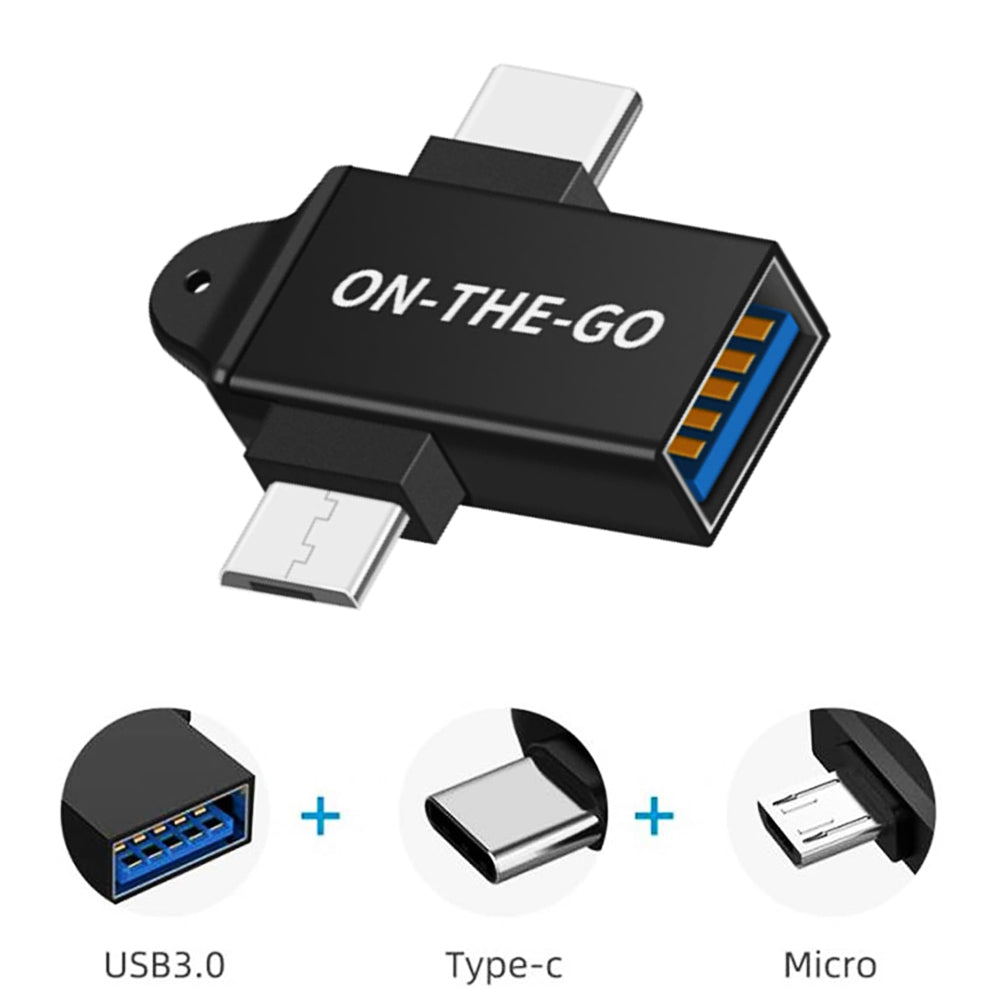 OTG adapter microUSB / USB-C - USB-A Techsuit A15 AluCoreX, Crni