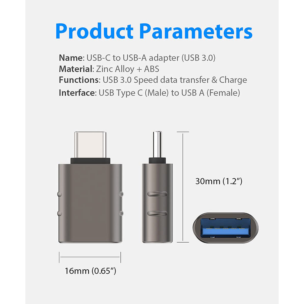 OTG adapter USB-C - USB-A Techsuit A10 SlateVolt, Sivi