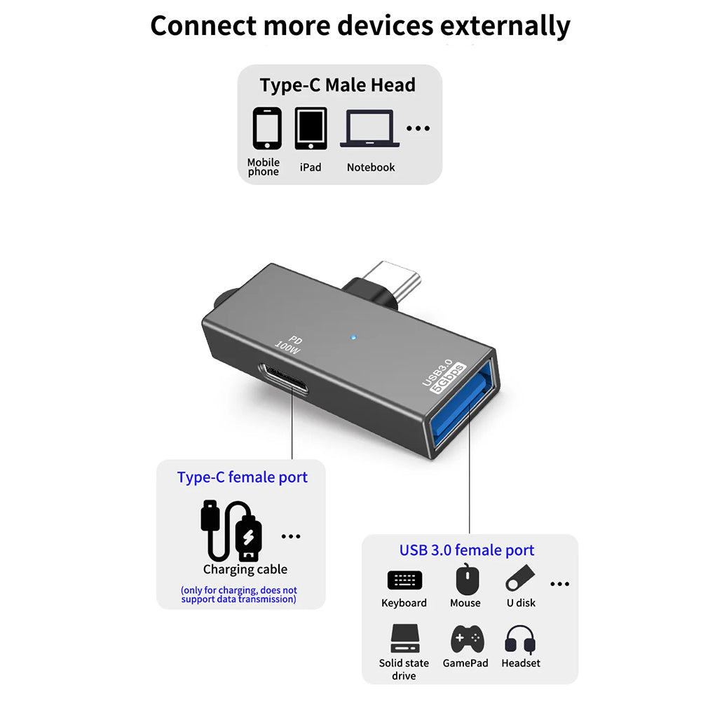 OTG adapter USB-C - USB-A Techsuit A21, Sivi