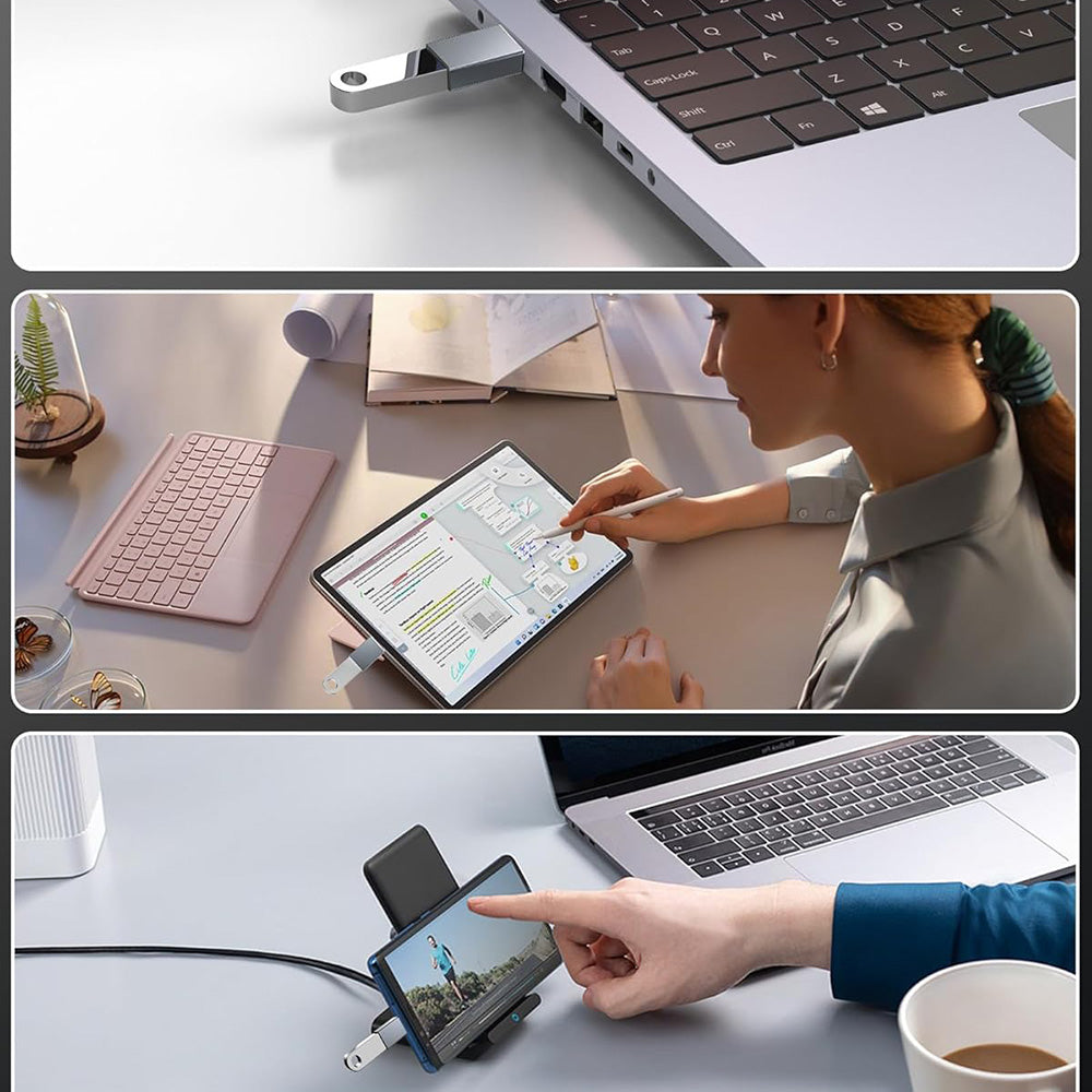 OTG adapter USB-C - USB-A Techsuit A8 SlateVolt, Sivi