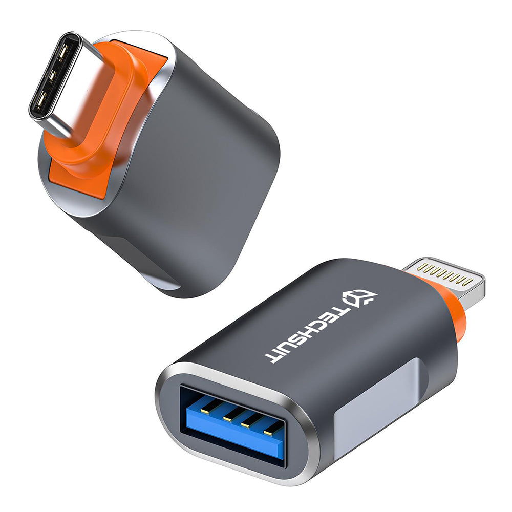 Adaptor OTG USB-C - USB-A Techsuit A9 SlateVolt, Sivi Narančasti