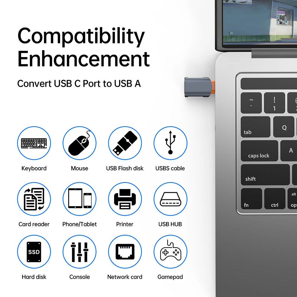 Adaptor OTG USB-C - USB-A Techsuit A9 SlateVolt, Sivi Narančasti