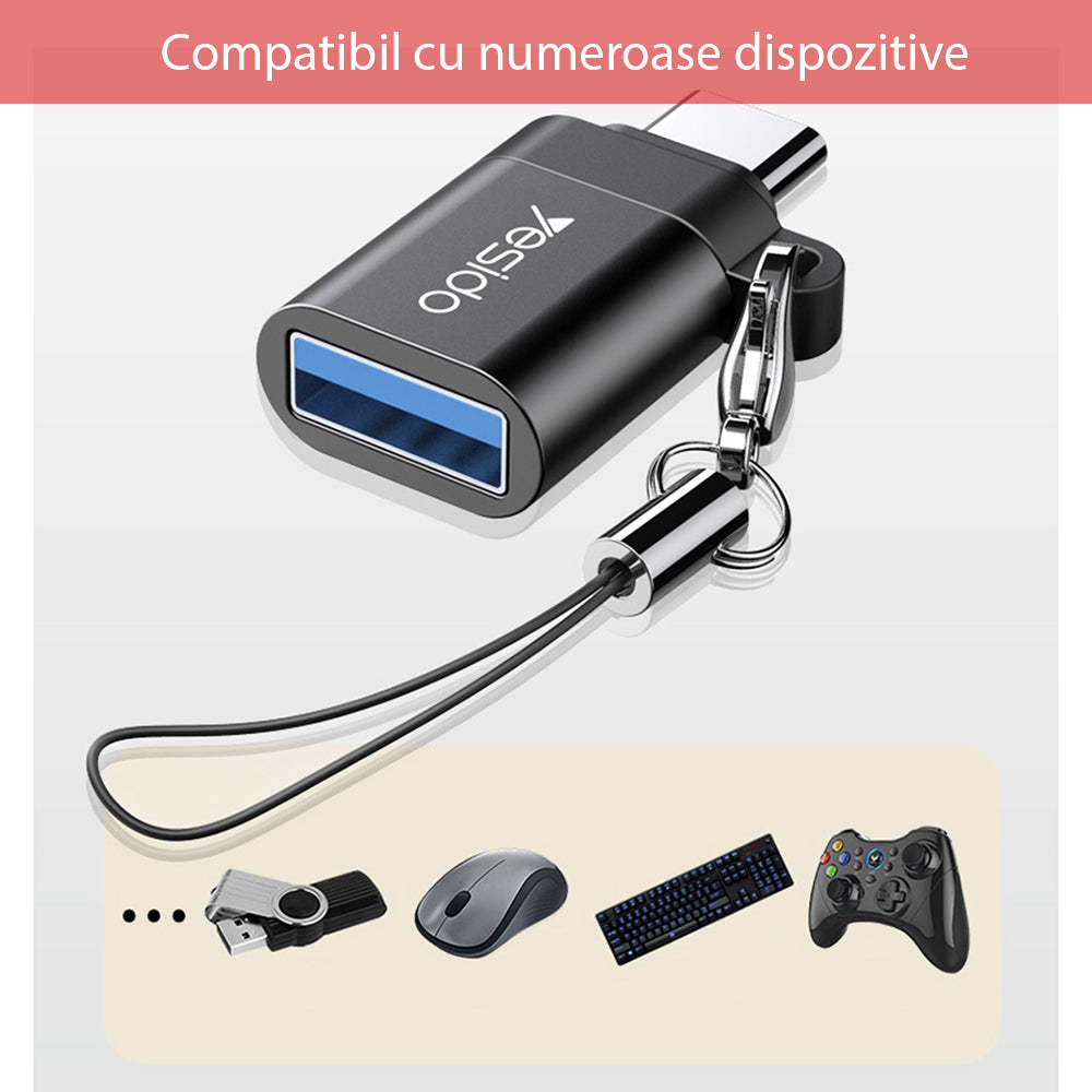 Adaptor OTG USB-C - USB-A Yesido GS06, Crni