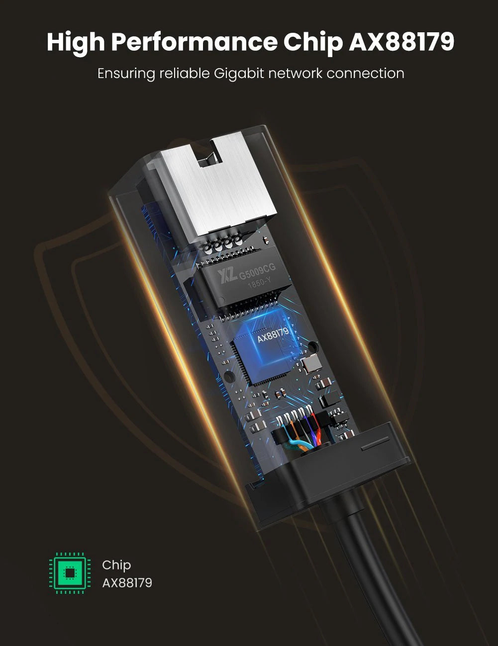 Mrežna kartica UGREEN CR111, RJ45, USB 3.0, Crna