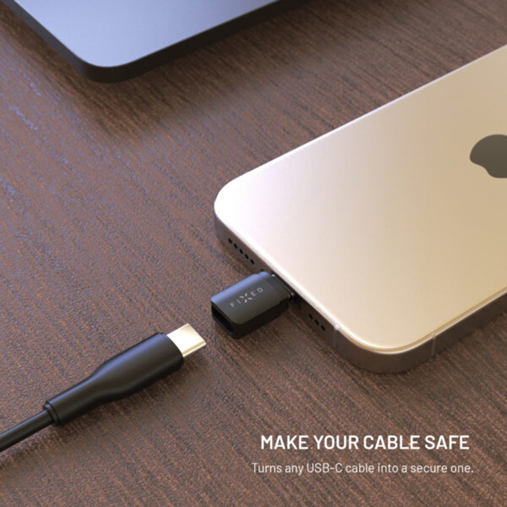 USB adapter za blokadu podataka Fixed, USB-A / USB-C, 2u1, Crni