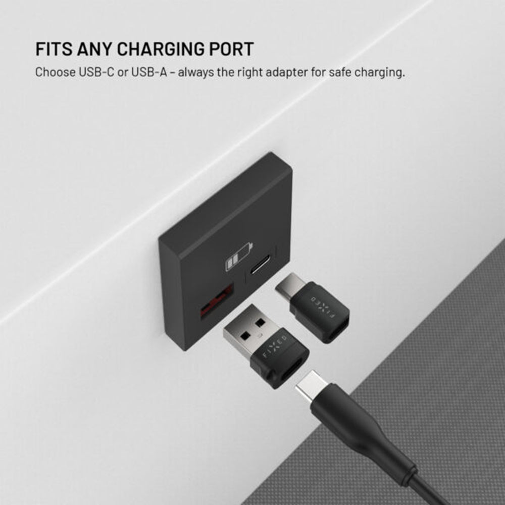 USB adapter za blokadu podataka Fixed, USB-A / USB-C, 2u1, Crni
