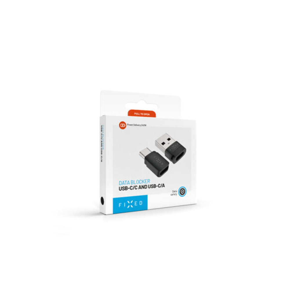 USB adapter za blokadu podataka Fixed, USB-A / USB-C, 2u1, Crni