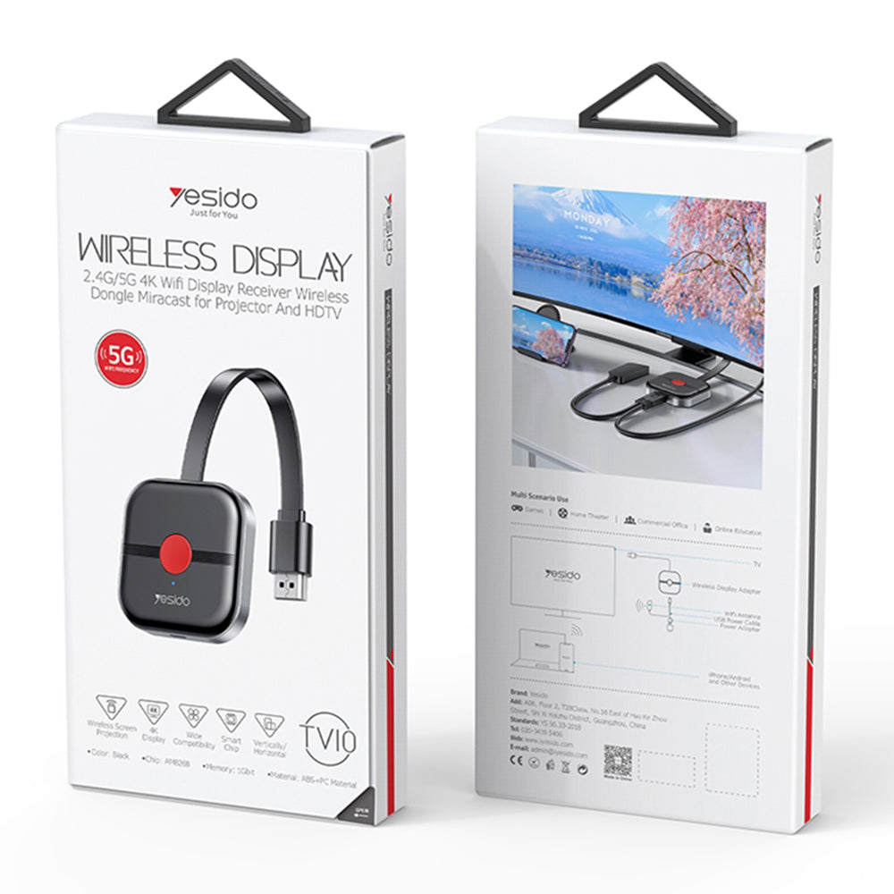 Bežični multimedijski adapter Yesido TV10 5G, Crni