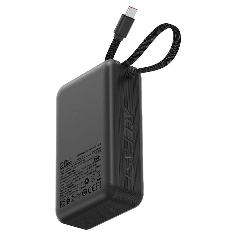 Vanjska baterija Acefast M21, 20000mAh, 65W, QC + PD, 1 x USB-A - 2 x USB-C, Crna