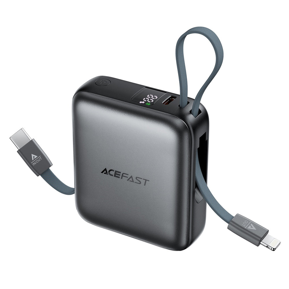Vanjska baterija Acefast M23, 10000mAh, 22.5W, QC + PD, 1 x Lightning - 2 x USB-C, Siva