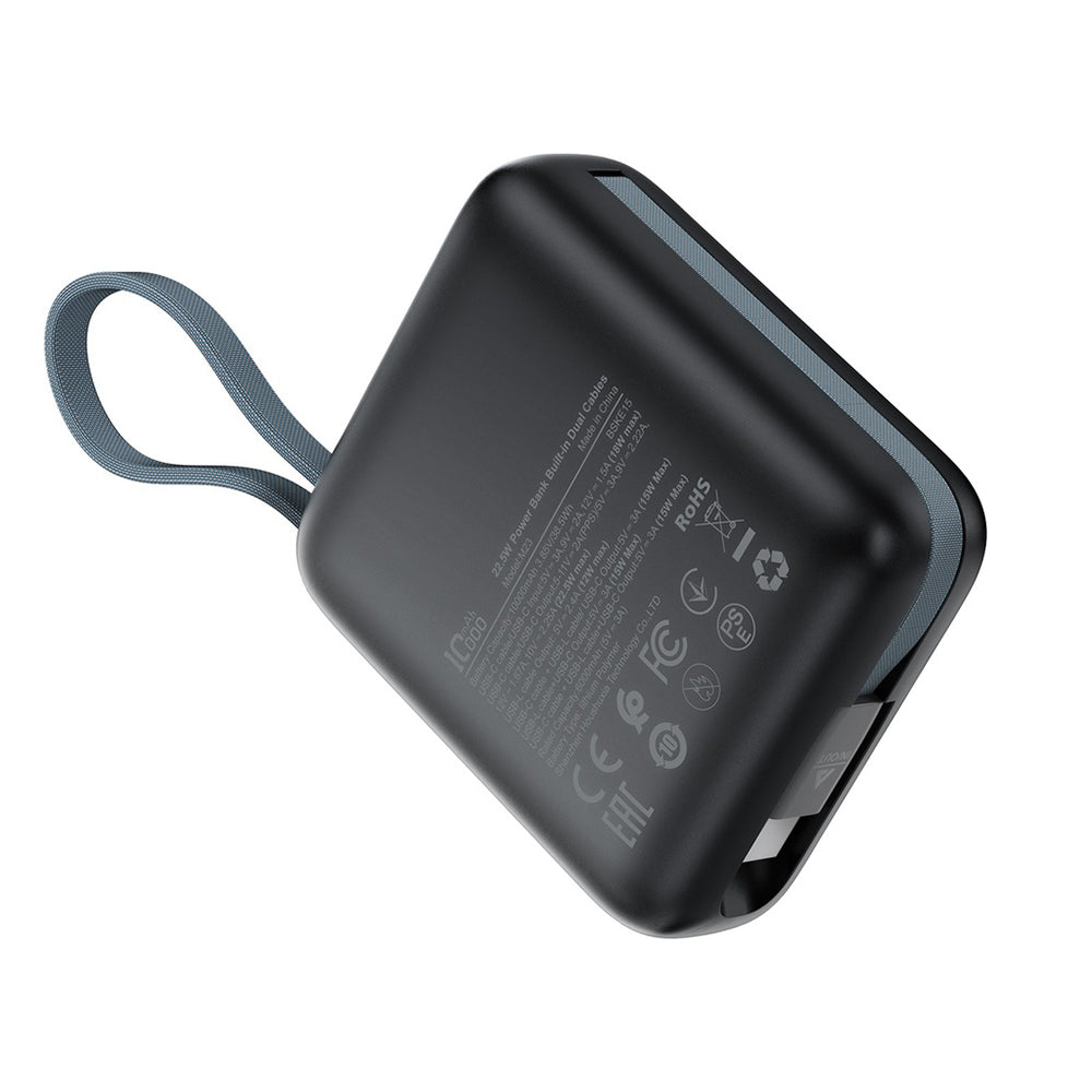 Vanjska baterija Acefast M23, 10000mAh, 22.5W, QC + PD, 1 x Lightning - 2 x USB-C, Siva