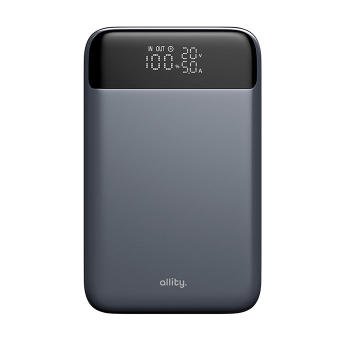 Vanjska baterija Allity. APB-200 PocketPower, 19200mAh, 130W, QC + PD, 1 x USB-A - 2 x USB-C, Siva