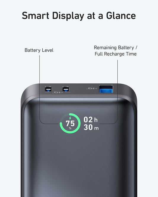 Vanjska baterija Anker 533, 10000mAh, 30W, QC + PD, 1 x USB-A - 2 x USB-C, Crna A1256G12
