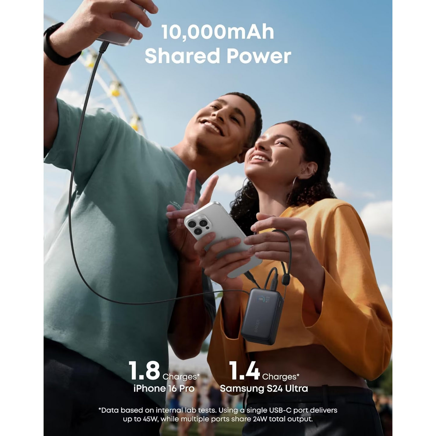 Vanjska baterija Anker Nano, 10000mAh, 45W, QC + PD, 1 x USB-A - 1 x USB-C, Crna A1638H11