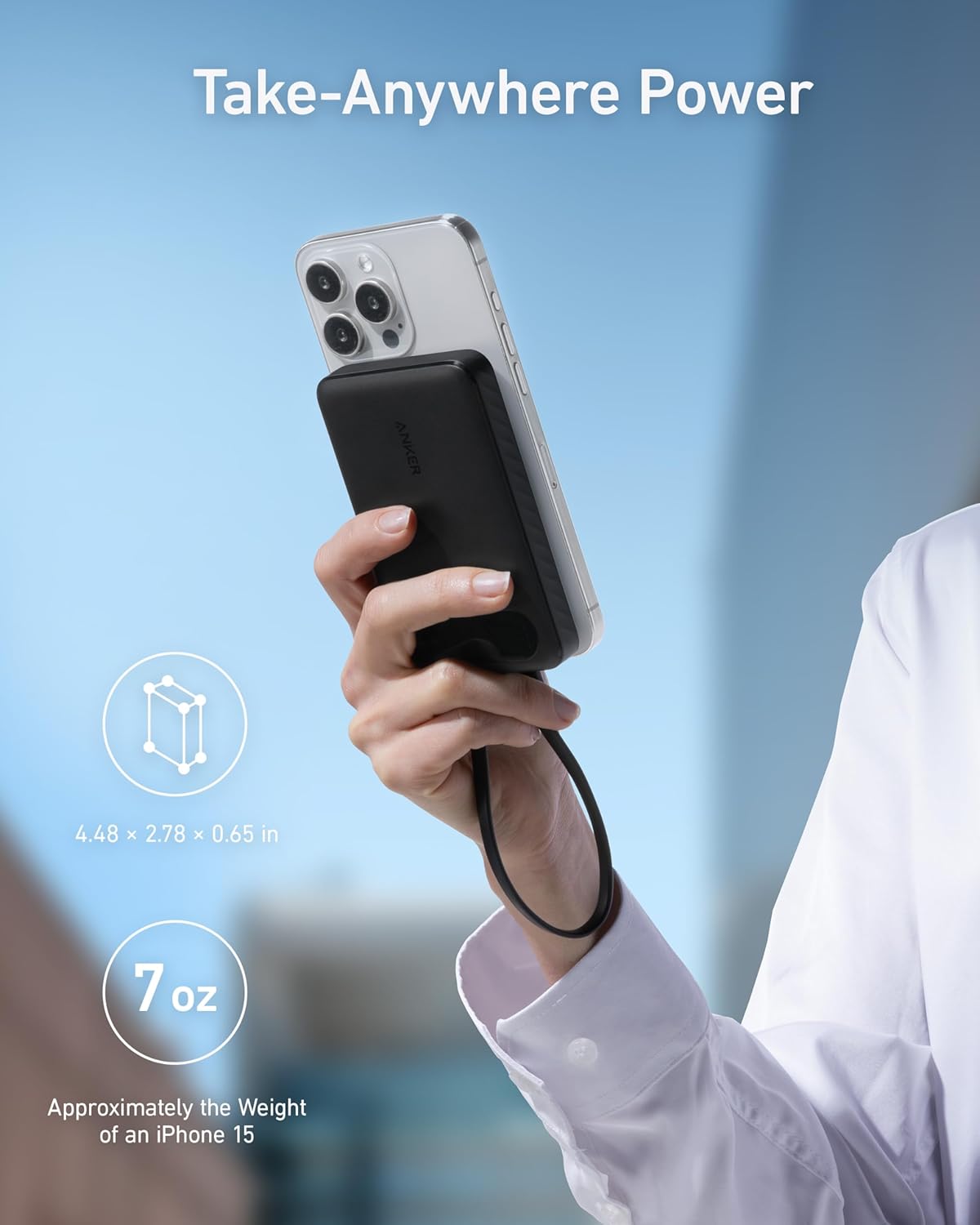 Vanjska baterija Anker PowerCore, 10000mAh, 22.5W, QC + PD, 1 x USB-A - 2 x USB-C, Crna A1257G11