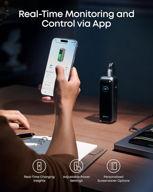 Vanjska baterija Anker Prime, 20100mAh, 220W, QC + PD, 1 x USB-A - 2 x USB-C, Crna A110BH11