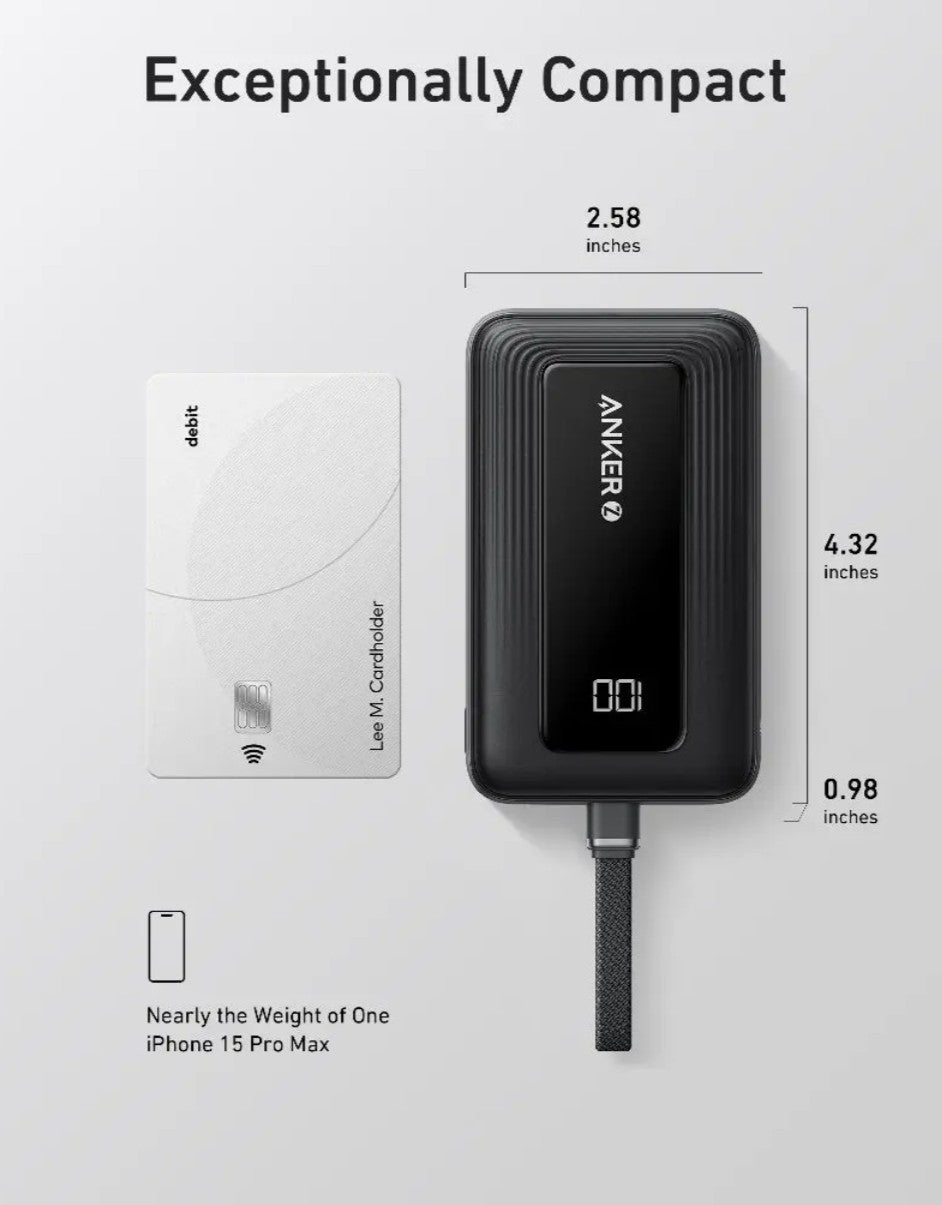 Vanjska baterija Anker Zolo, 10000mAh, 30W, QC + PD, 1 x USB-A - 2 x USB-C, Crna A1688H11