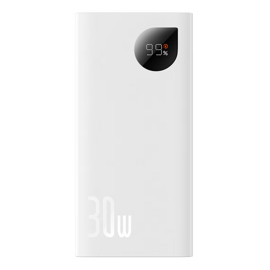 Vanjska baterija Baseus Adaman2, 10000mAh, 30W, QC + PD, 1 x USB-C - 2 x USB-A, Bijela PPAD080002