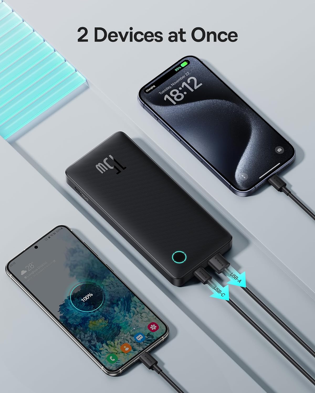 Vanjska baterija Baseus Airpow Lite, 10000mAh, 15W, 1 x USB-A - 1 x USB-C, Crna P10067500123-00