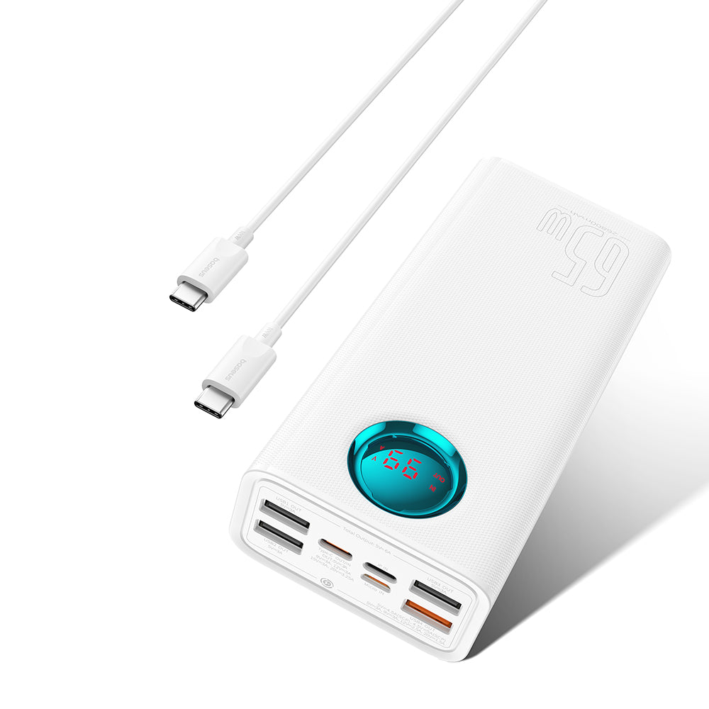 Vanjska baterija Baseus Amblight Digital Display, 26800mAh, 65W, QC + PD, 1 x USB-C - 4 x USB-A, Bijela P10022402223-00