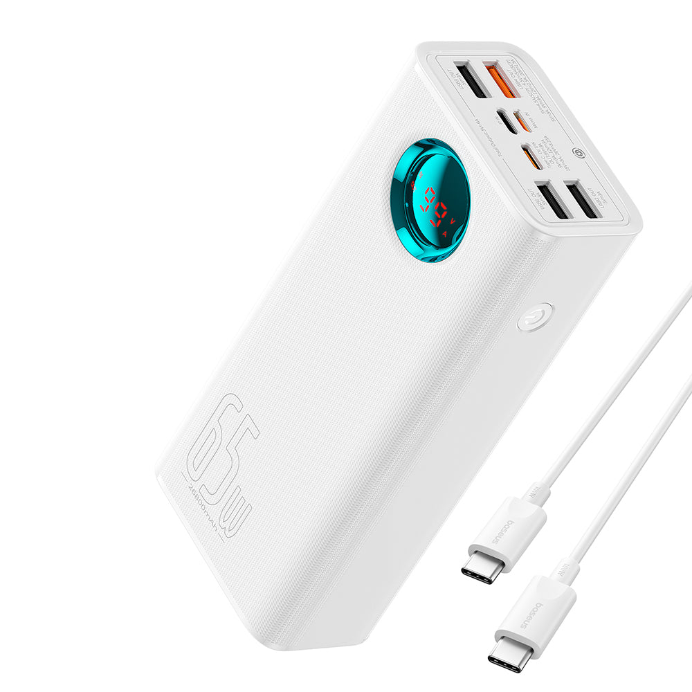 Vanjska baterija Baseus Amblight Digital Display, 26800mAh, 65W, QC + PD, 1 x USB-C - 4 x USB-A, Bijela P10022402223-00