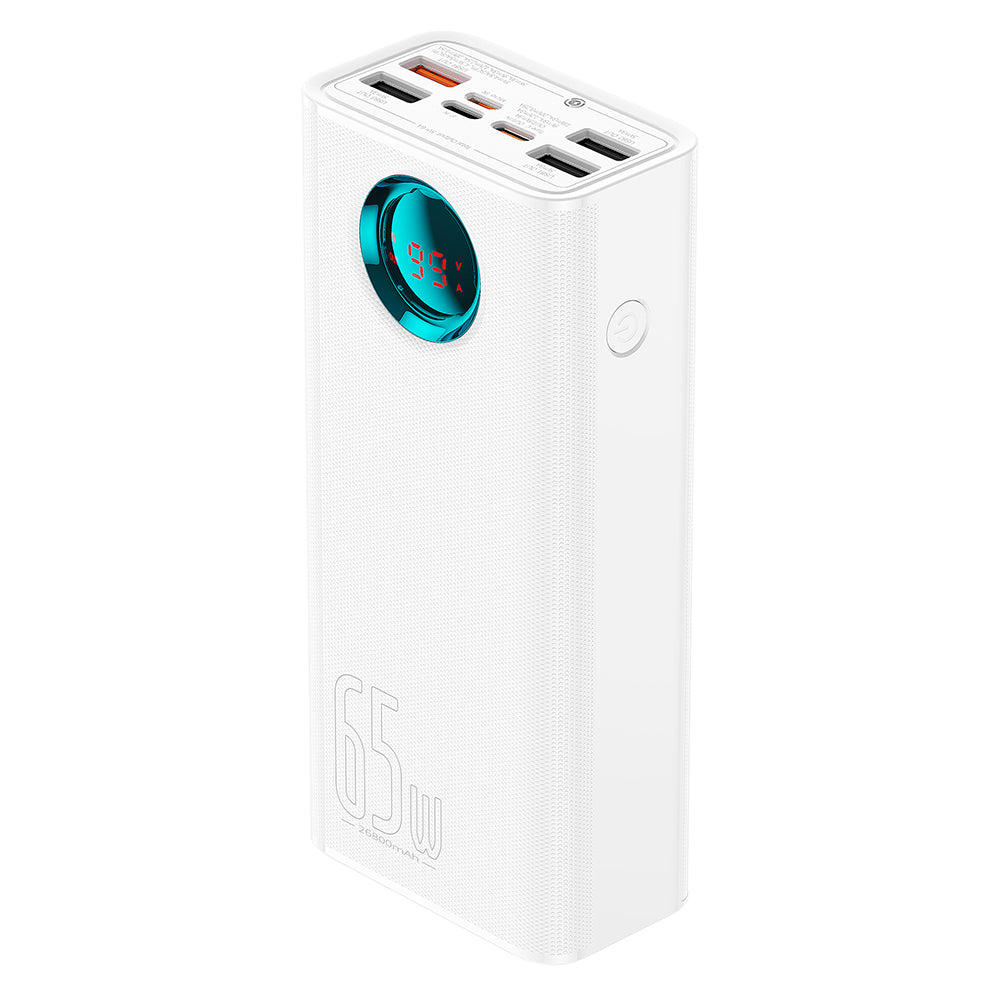 Vanjska baterija Baseus Amblight Digital Display, 26800mAh, 65W, QC + PD, 1 x USB-C - 4 x USB-A, Bijela P10022402223-00