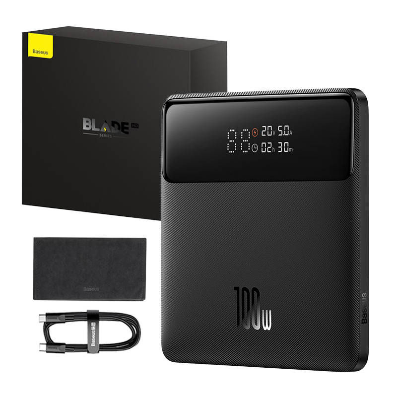 Vanjska baterija Baseus Blade HD, 20000mAh, 100W, QC + PD, 2 x USB-A - 2 x USB-C, Crna PPBL000301
