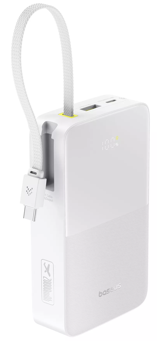 Vanjska baterija Baseus EnerFill Bipow2 Pro, 20000mAh, 22.5W, QC + PD, 1 x USB-A - 2 x USB-C, Bijela E0027700