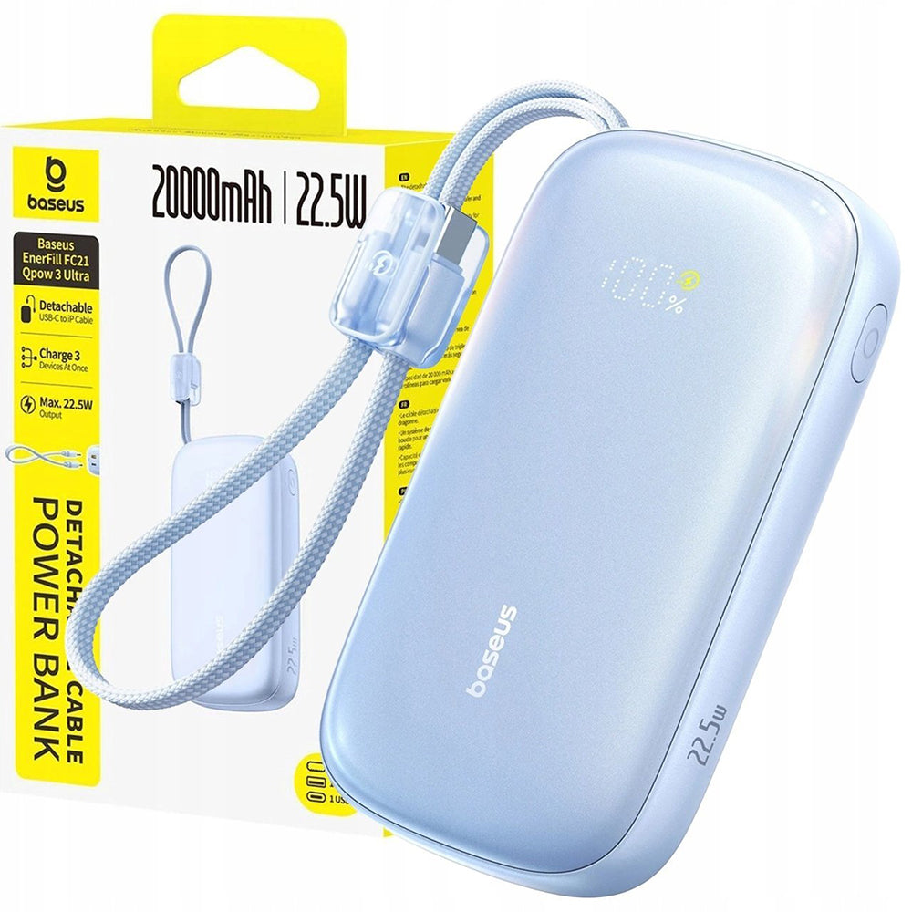 Vanjska baterija Baseus EnerFill FC21 Qpow 3 Ultra, 10000mAh, 22.5W, QC + PD, 1 x USB-A - 1 x USB-C, Plava E0027L03