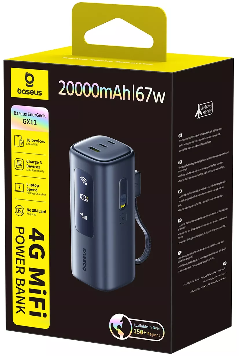 Vanjska baterija Baseus EnerGeek GX11, 20000mAh, 67W, QC + PD, 1 x USB-A - 2 x USB-C, Crna E0025701