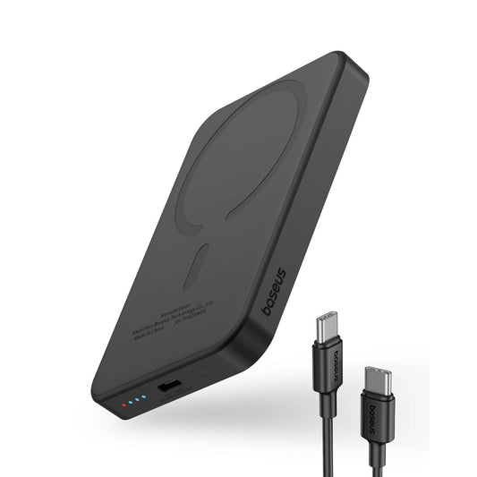 Vanjska baterija bežična Baseus Magnetic Mini, 5000mAh, 20W, PD + FQI, 1 x QI - 1 x USB-C, crna P10022107113-00