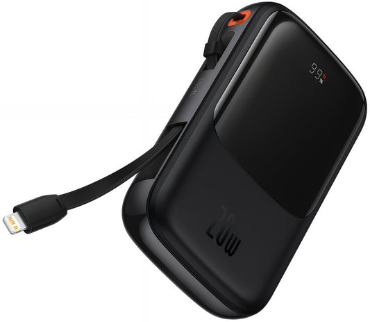 Vanjska baterija Baseus Qpow Pro, 20000mAh, 20W, QC + PD, 1 x Lightning - 1 x USB-A - 1 x USB-C, Crna PPQD060201
