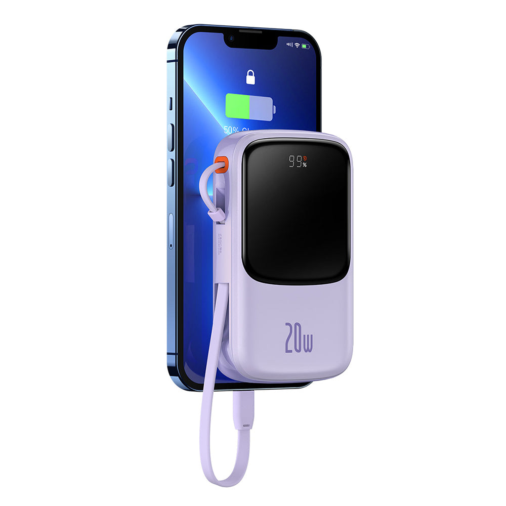 Vanjska baterija Baseus Qpow Pro, 20000mAh, 20W, QC + PD, 1 x Lightning - 1 x USB-A - 1 x USB-C, Ljubičasta PPQD030005