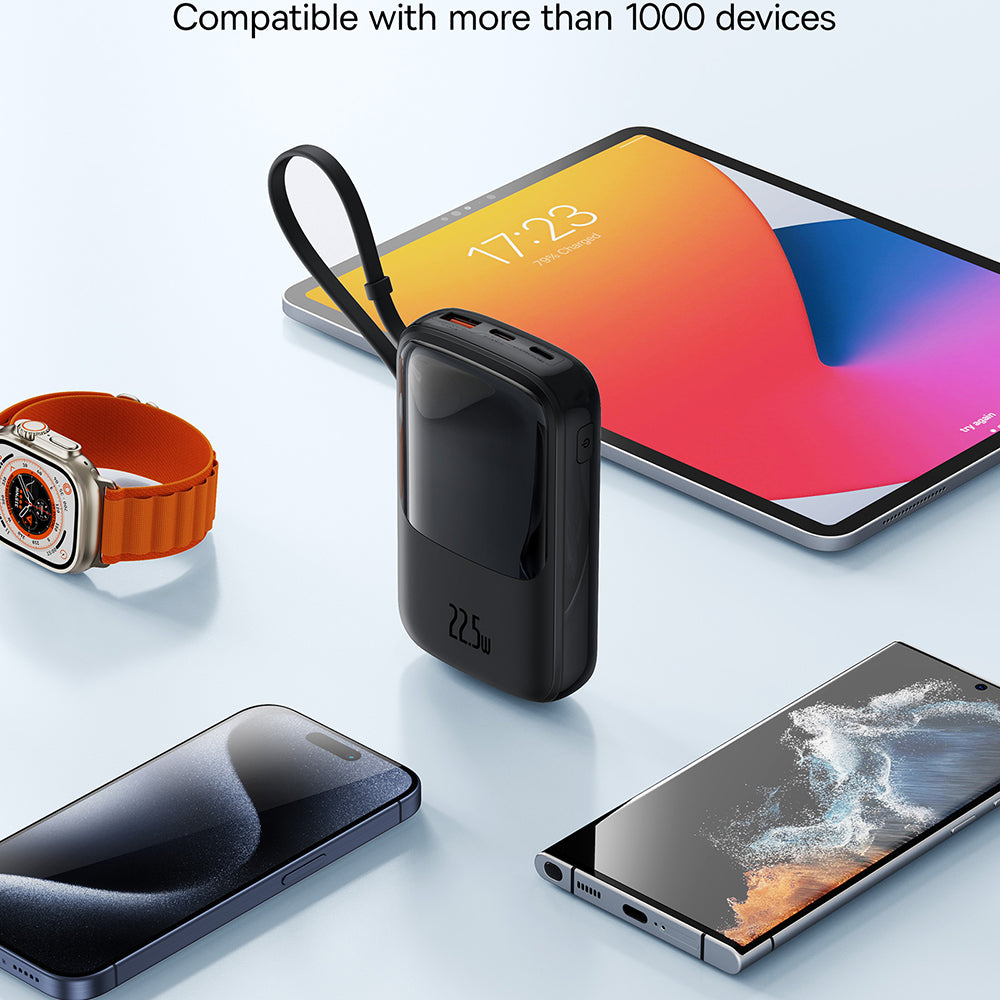 Vanjska baterija Baseus Qpow Pro+, 10000mAh, 22.5W, QC + PD, 1 x USB-A - 2 x USB-C, Crna P10067101113-00