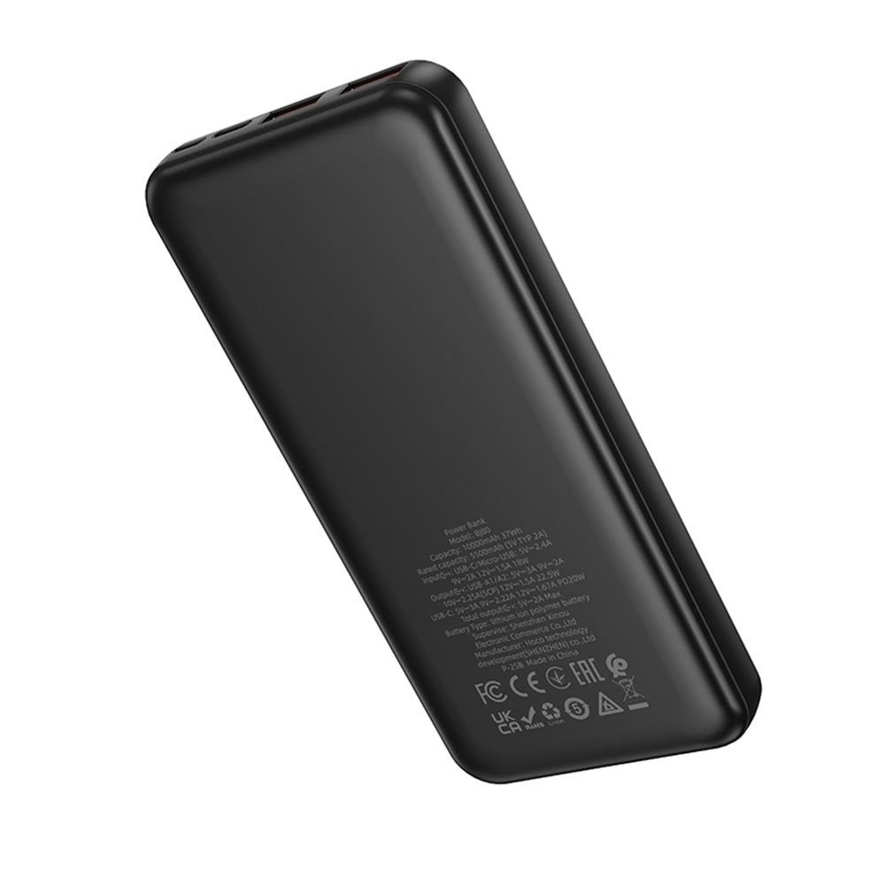 Vanjska baterija Borofone BJ80A Clever, 10000mAh, 22.5W, QC + PD, 1 x USB-C - 2 x USB-A, Crna
