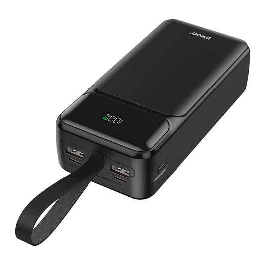 Vanjska baterija BWOO BO-P66, 30000mAh, 65W, QC + PD, 1 x USB-C - 2 x USB-A, Crna